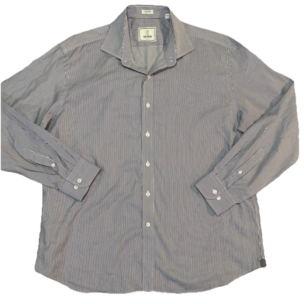 Todd Snyder NY 2 Ply Cotton Button Up Shirt Men's 17.4 34/35 Navy Lavender
